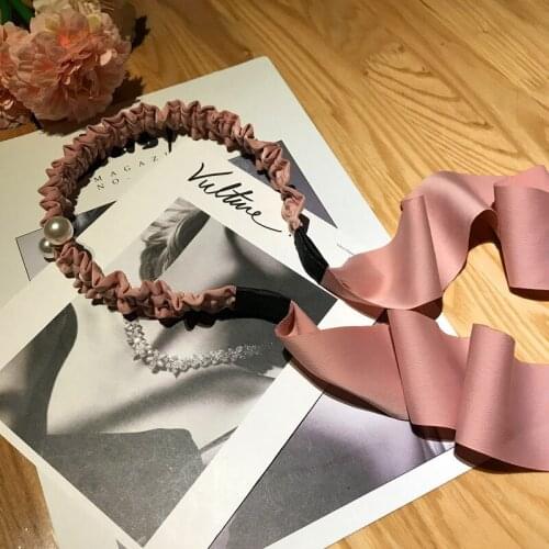 Fashion Satin Women Girls Hair Band Trendy Casual Ribbon Bow Pearl Headband For Ladies Scrunchy Hair Accessories Beauty Headwear