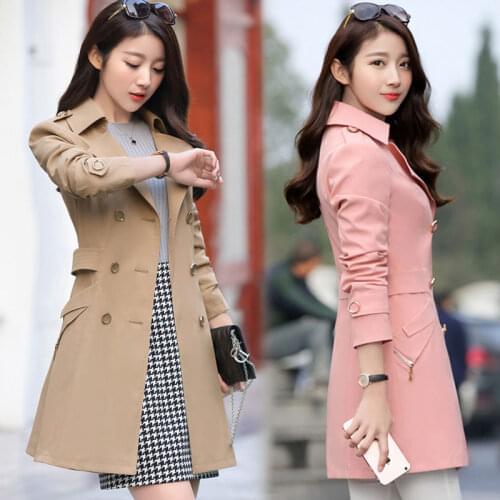 Women Trench Coat 2021 New Female Spring Autumn Windbreaker Lady Double Breasted Fashion All-Match Coat Temperament Clothing