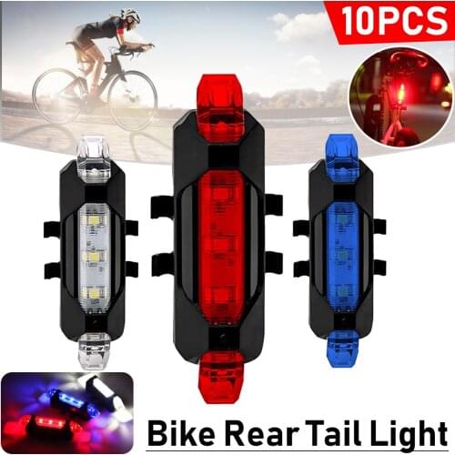 10/4/1PCS Waterproof Bicycle Rear Tail Light LED USB Style Rechargeable or Battery Style Bike Cycling Portable Light
