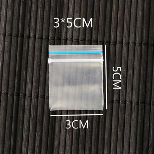 100Pcs/lot Transparent Blue Border 3x5cm Zip Lock Clear Poly Bag Reclosable Plastic Baggies Gift Candies Packing Bags