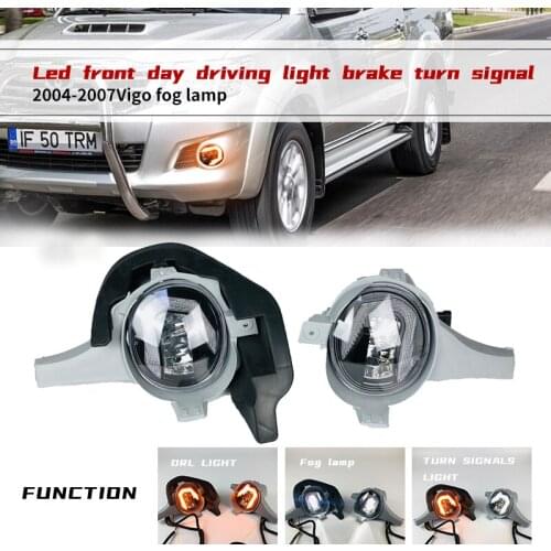12V LED daylight Fog Light turn siganls For Toyota Hilux Vigo 2004 2005 2006 2007 Replacement Car Front Bumper lamp Accessories