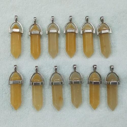 2019 high quality natural stone bullet shape charms chakra pendants fit necklace making 12pcs/lot Wholesale free shipping