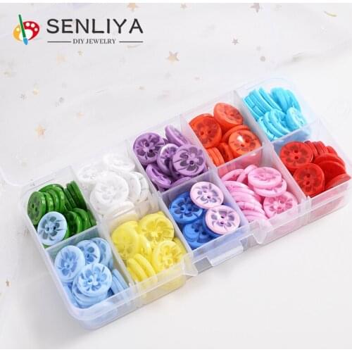 240Pcs Transparent Mixed Flower Pattern Resin Buttons 2 Holes Sewing Buttons For Scrapbooking Garment DIY Apparrel Accessories