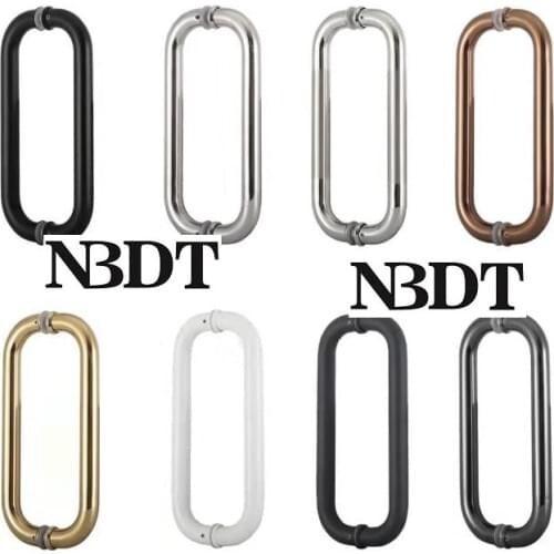 304 Stainless Steel Tubular Glass Back To Back Door Shower Box Pull Handle Rose Gold White Matte Black Shiny Commerical Entry