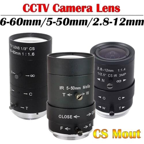5-50mm 6-60mm 2.8-12mm Megapixel Manual Varifocal Lens Manual Zoom & Focus CS Mount IR CCTV Lens for CCTV Security Camera BOX