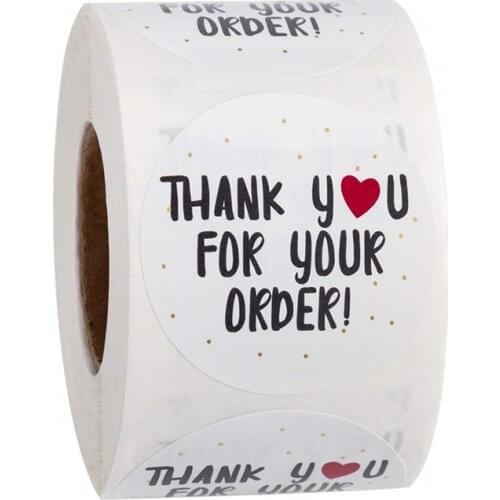50-500pcs round thank you for your order sticker white labels sticker Heart Thanks for Shopping Shop Local Handmade sticker