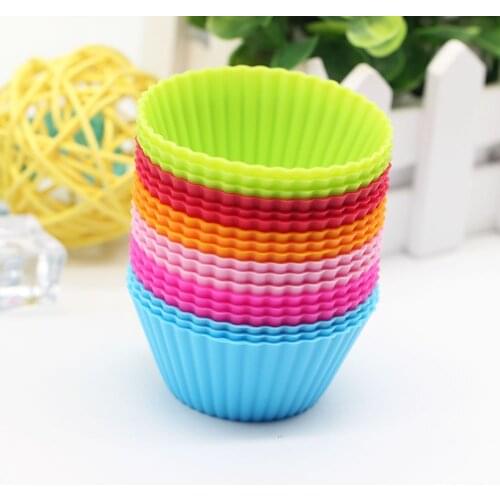 6pcs/set 7cm Round Shape Silicone Baking Cup Liner Baking Molds Silicone Cupcake For Home Kitchen Cooking Tools