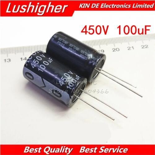 5PCS 450V100UF 18*30mm 100UF 450V Aluminum Electrolytic Capacitor