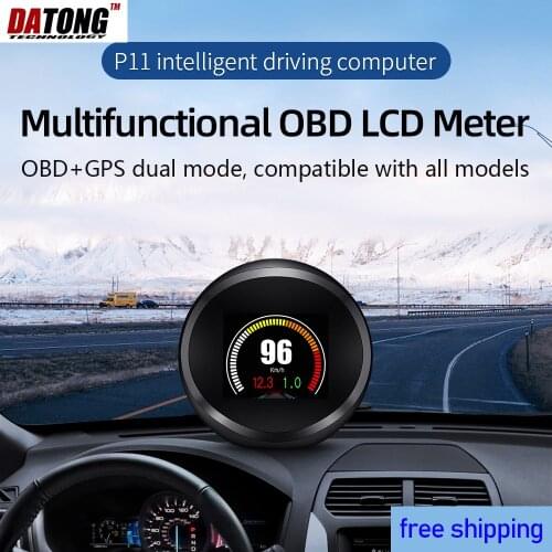New Car HUD Gauge OBD+GPS Head Up Display Smart Digital speedometer On-board Computer HUD Security Alarm Water&Oil temp RPM