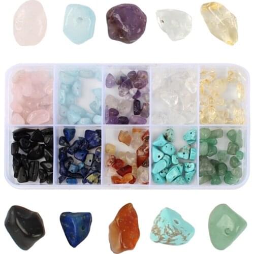 Colorful Stones Irregular Chips Loose Beads for Jewelry Making Decor DIY Crafts Colors Natural Gemstone Beads Kit Ear