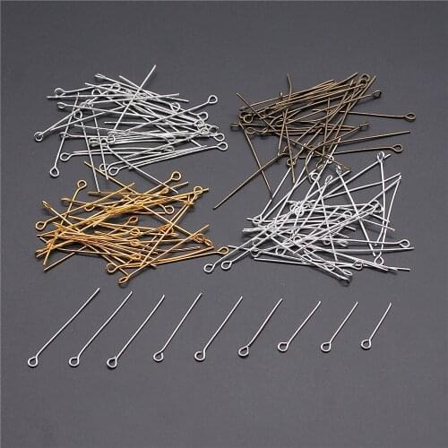 200pcs Eye Head Pins 18~35mm Eye Pins Bead Pins Jewelry Findings & Components For DIY Jewelry Making