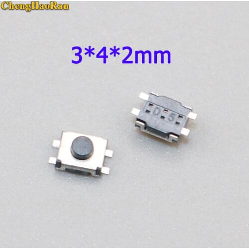 ChengHaoRan 20pcs 3*4*2 four pin switch turtle 3x4x2 SMD 4 feet 3*4*2 mm stand upright without pillars micro touch switch button