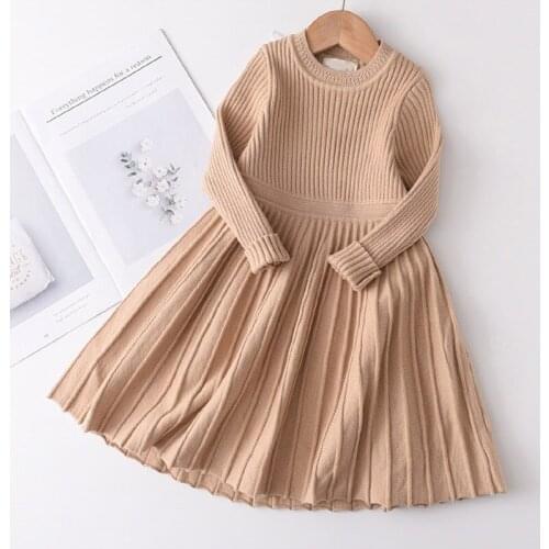 Children School Wear Brief Kids Casual Clothing 2-6Years Girls Dresses Fall Winter Fashion Knitting Plaid Clothes