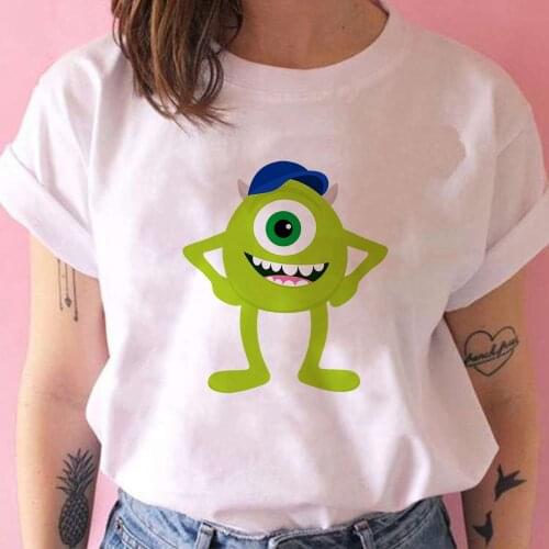 Cute Mike Graphic Woman T-shirt Monsters University Animation White Clothes Oversize Summer Casual Womens Tee shirt Dropship