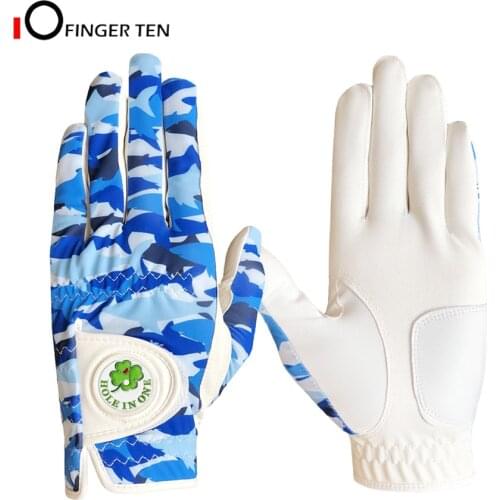 Blue Camouflage Design Golf Gloves Men with Ball Marker Cool All Weather Grip Left Right Hand Size S M L XL