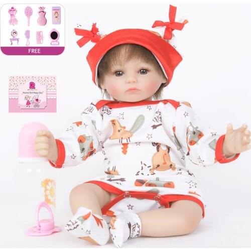 Doll for Kids Silicone Menina Dolls Bebe Reborn Soft Silicone Realistic Toys for Children Baby Kids Birthday Christmas Gift 48CM