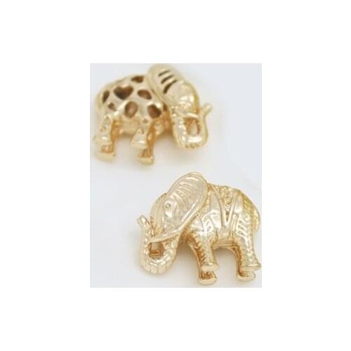 4PCS 17x17MM 24K Champagne Gold Color Plated Brass Elephant Charms Pendants Pendants High Quality Diy Jewelry Accessories