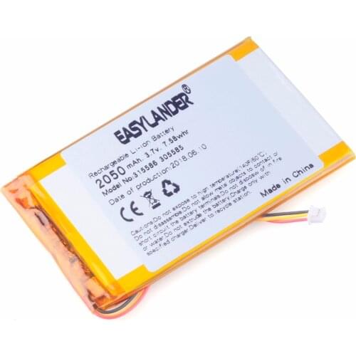 3-wire 315586 3.7V 2050mAh Li-Polymer Rechargeable Battery For S11ND018A E-book (ONYX BBA10) 355585 power bank psp DVR 305585