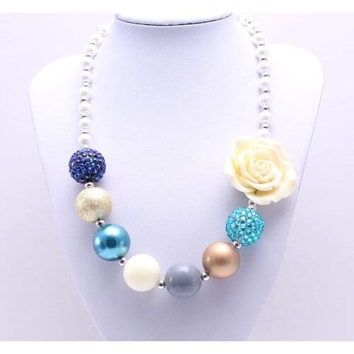 MHS.SUN Cute Flower Girls Kids Chunky Beads Necklace Fashion Style Child Bubblegum Chunky Necklace Charming Handmade Jewelry