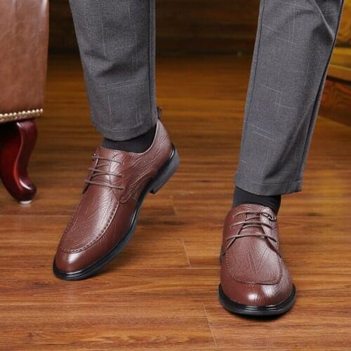 Men Shoes 2021 New Spring Dress Shoes High Quality Business Leather Lace-up Footwear Formal Shoes for Wedding Party Shoes