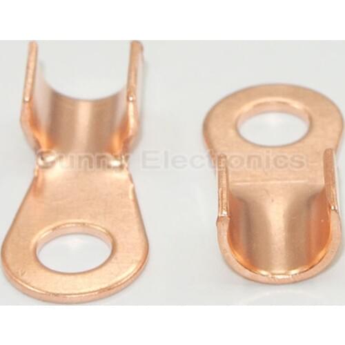 20Pcs 40A Open Copper Battery Passing Through Crimp Terminal Wire Lugs 6mm Ring for 4-10mm2 Stud Tongue Copper