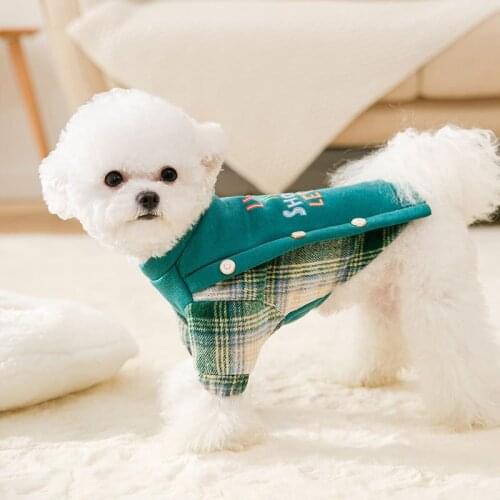 Dog Clothes Autumn and Winter Cool Plaid Sweater Small and Medium-sized Dog Two-legged Clothes Cat Clothes Pet Clothes