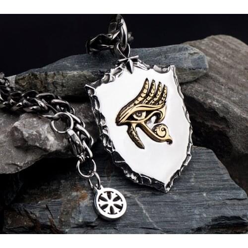 The Eye of Horus necklace for men Shield stainless steel with Cooper pendant necklace hippop