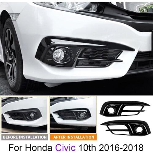 Front Fog Light Frame Rear Bumper Rear Fog Light Cover Frame Modified Car Accessories For Honda Civic 10th 2016-2018