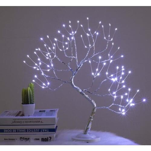 Christmas Festival Gifts Home Decoration Christmas Tree LED Night Light Bedroom Bar Decor Copper Wire Garland Fairy Lamp