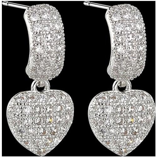 S925 Silver Needle Heart Fashion DIY Set 3A Zircon Copper Alloy Carat Lover Stud Earrings For Women 2021 Trend Jewelry New