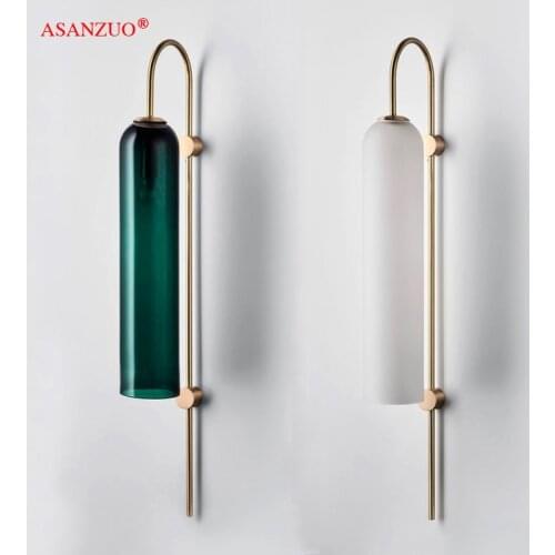 Nordic postmodern wall lamp creative strip living room bedroom bedside lamp glass lamp