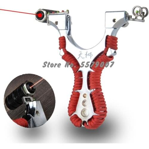 Alloy Slingshot Outdoor Competitive Sling Shot Hunting Bow And Laser Sight Shooting With Rubber Band High Precision Shootin Toy