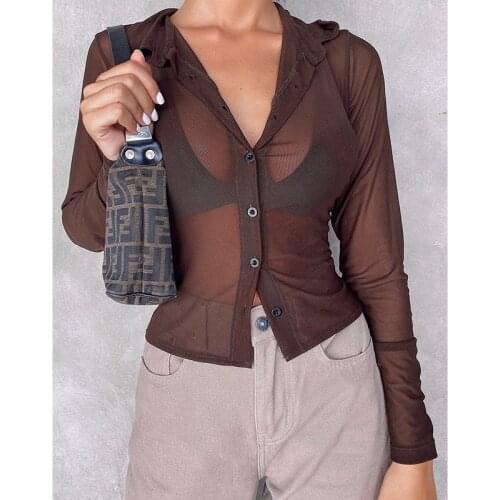 Топ женский 2021 summer blusas black y2k transparent mesh top perspective sexy mature shirt рубашка блузка женская нарядная