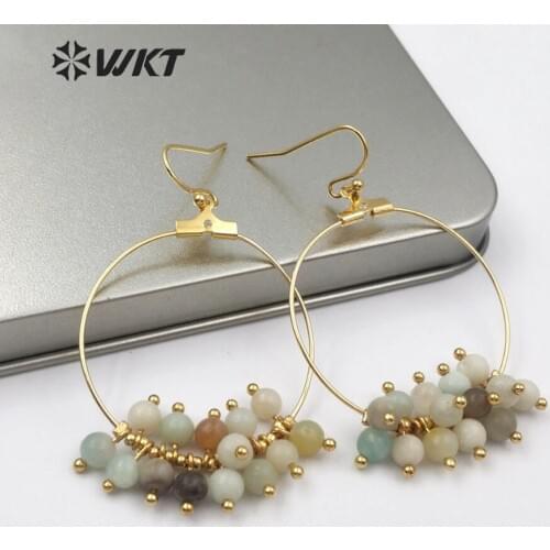 WKT WT-E512 New! Handmade Round Drop Earring With Multiple Smooth Beads Sweet Romantic Style Small Fresh Earrings Jewelry