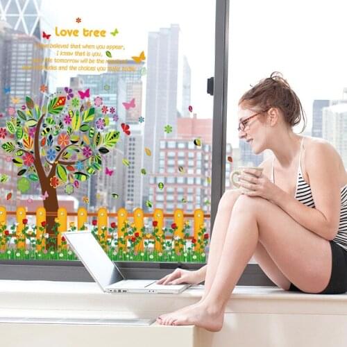 Fence flower tree baseboard wall sticker Vinyl DIY Rose wall decals for Living room bedroom bathroom skirting line decor sticker