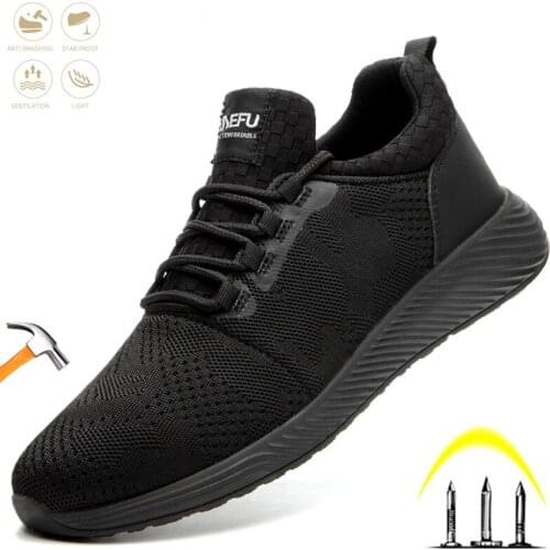 Safety Shoes Mens Work Sneakers Steel Toe Cap Smash-proof Indestructible Non-slip Puncture-proof Light Breathable Comfort Boots