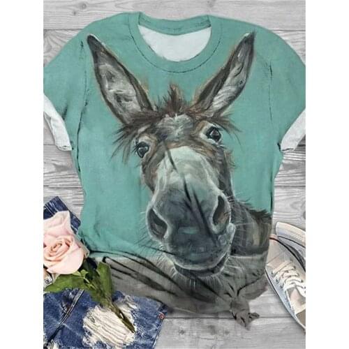 Large Size Summer Harajuku Vintage Printed T-shirt Women Tops Print butterfly Cartoon Animals O Neck Tees Funny Girl Streetwear