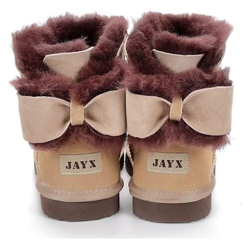 Women Shoes Bowknot Nature Fur Wool Real Sheepskin Leather Classic Snow Boots Genuine Sheepskin Women Boots