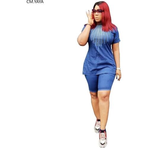 Women Sets Girl Summer Tracksuits Print T-Shirt+Shorts Suit Two Piece Set Night Club Party 2 Pcs Outfits Street Sporty GLM200