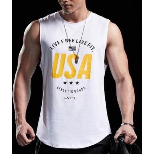 New sports vest mens popular logo simple loose print sleeveless vest fitness training comfortable breathable running sportswear