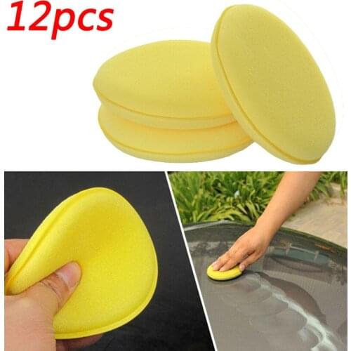 12Pcs Car Edge Waxing Round Sponge Wax Applicator Pad Durable Foam Sponge Waxing for Auto Cleaning and Maintenance