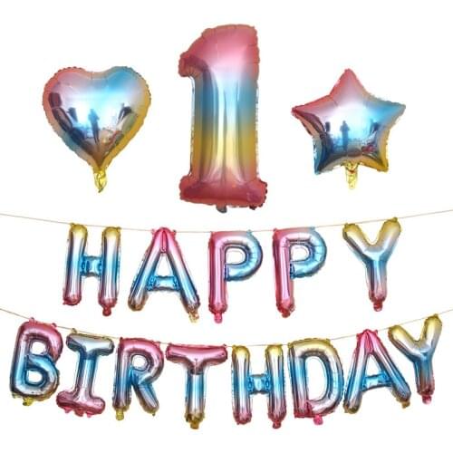 16/32 Inch Colorful Happy Birthday Number Balloons Foil Digital Globos Letter Balloon Christmas Party Decor Wedding Celebrate