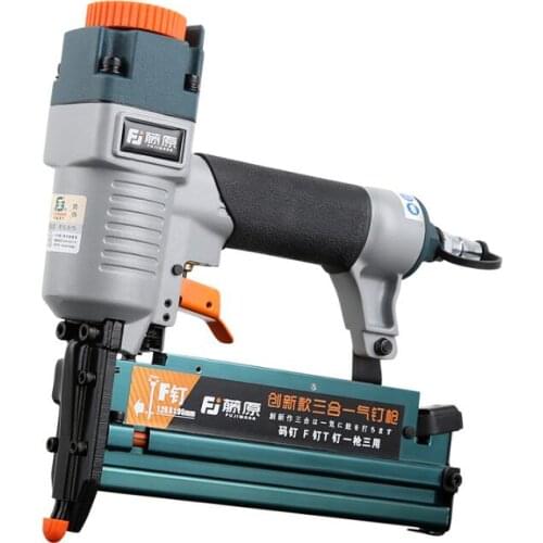 Pneumatic Nail Gun 3 in 1 40K T F Nails Stapler Furniture Nailer Air Staple Machine Gun Pneumatic Woodworking Power Tool