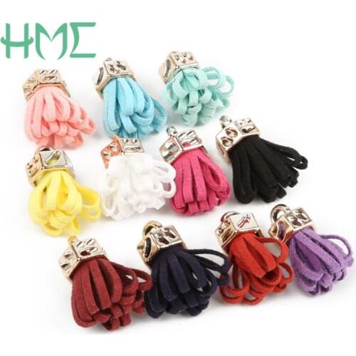 25mm 30-60pcs/bag Mixed Suede Bead Cap Charm Pendant Tassel For DIY Earring Necklace Keychain Accessories Jewelry Making Hanging