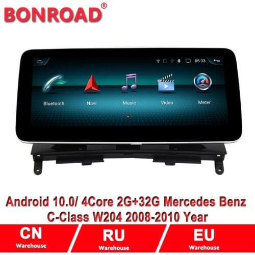 Bonroad Android 10 Car Radio DVD Player For Benz C-Class W204 C220 T-Model 2007-2010 NTG 4.0 Car Stereo BT 4G Carplay Head Unit