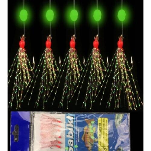 Bionic Lures silk string fish hooks 6PCS bait gear fishing lure hook swivel hook barbed wire anchor glow in the dark beads