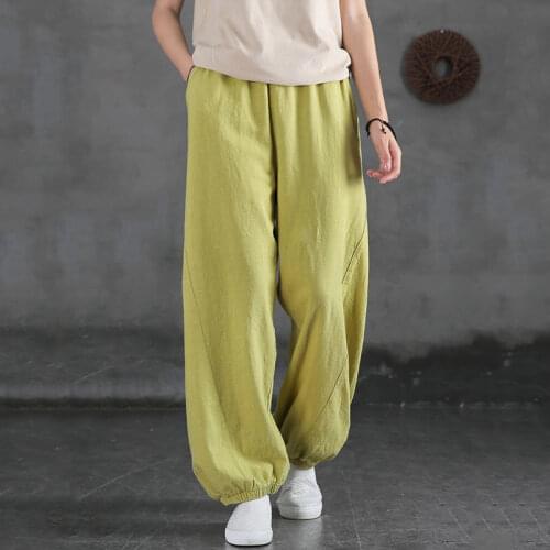 Women Pants Cotton And Linen Bloomers Womens Spring And Summer Loose High Waist Leisure Pantalones De Mujer