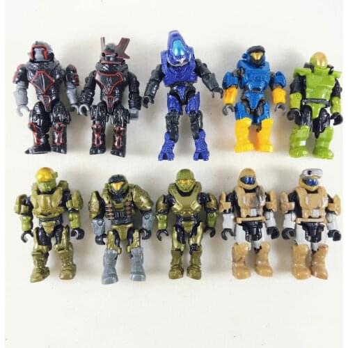 Lot of 10pcs Mega Construx HALO ODST Brutes Captain Minor Purple Elite Green Blue Spartan Mini Action Figure Building Toy