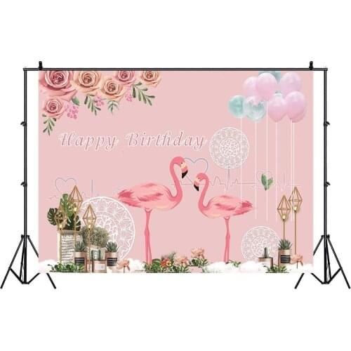 Fantasy Pink Flamingo Summer Life Backdrops Artistic Photos Background Decorations for Kids Birthday Party Photography Props