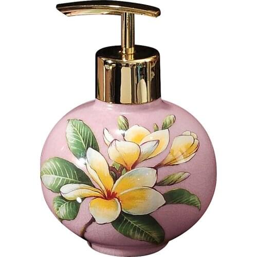 Ceramic Hand Sanitizer Bottle Flower Bird Garden Lotion Bottle Press Fill Empty Bottles Large Capacity Leak-proof Soap Dispenser